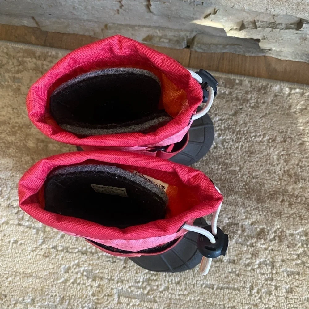 Columbia Powderbug Wool Lined Snow Boots Waterproof Tall Drawstring Pink: 4